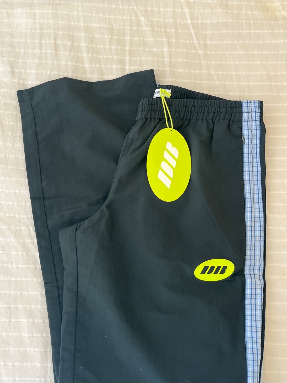 Green Dairy Boy Track Pants with Blue Side Stripe